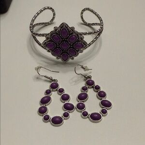 Purple Stone Bracelet and Earring Set